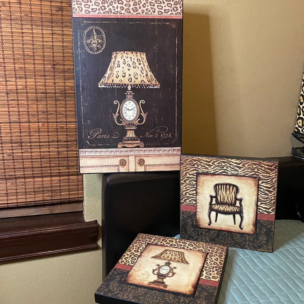 Set of 3 gorgeous safari print frame decor